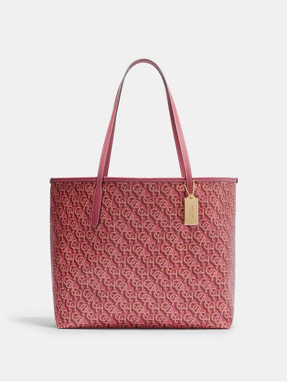 Coach City Tote Bag With Monogram Print Pink